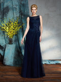 Sheath/Column Bateau Applique Sleeveless Long Net Mother of the Bride Dresses TPP0007349