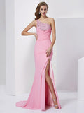 Sheath/Column Sweetheart Sleeveless Beading Long Chiffon Dresses TPP0003761