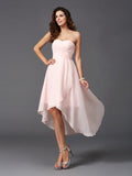 A-Line/Princess Sweetheart Ruffles Sleeveless High Low Chiffon Bridesmaid Dresses TPP0005195