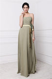 Sheath/Column Strapless Sleeveless Hand-Made Flower Pleats Long Chiffon Bridesmaid Dresses TPP0005827