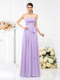 A-Line/Princess Strapless Sash/Ribbon/Belt Sleeveless Long Chiffon Bridesmaid Dresses TPP0005731