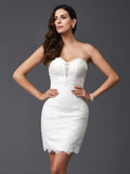 Sheath/Column Sweetheart Lace Sleeveless Short Lace Dresses TPP0008468