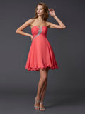 A-Line/Princess Sweetheart Sleeveless Beading Short Chiffon Homecoming Dresses TPP0008732