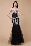 Trumpet/Mermaid Sweetheart Sleeveless Beading Applique Long Net Satin Dresses TPP0004330