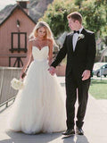 Ball Gown Sweetheart Sweep/Brush Train Sleeveless Tulle Wedding Dresses TPP0006037