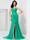 Sheath/Column Sleeveless Sweetheart Beading Long Chiffon Dresses TPP0003336