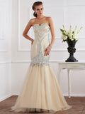 Sheath/Column Sweetheart Sleeveless Beading Long Satin Dresses TPP0002901