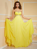 Sheath/Column Sweetheart Sleeveless Ruffles Ruched Long Chiffon Dresses TPP0003352