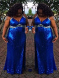 Sheath/Column Straps Sleeveless Sequin Floor-Length Sequins Plus Size Dresses TPP0003550