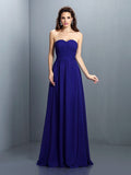 A-Line/Princess Sweetheart Pleats Sleeveless Long Chiffon Bridesmaid Dresses TPP0005405