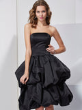 A-Line/Princess Strapless Sleeveless Short Satin Bridesmaid Dresses TPP0005227