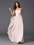 A-Line/Princess Sweetheart Hand-Made Flower Sleeveless Long Chiffon Bridesmaid Dresses TPP0005192