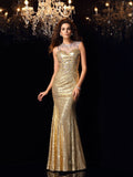 Trumpet/Mermaid High Neck Sleeveless Long Sequins Dresses TPP0003112