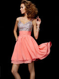 A-Line/Princess V-neck Sleeveless Beading Short Chiffon Homecoming Dresses TPP0008347