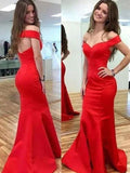 Trumpet/Mermaid Sleeveless Off-the-Shoulder Floor-Length Satin Dresses TPP0003174