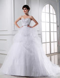 Ball Gown Beading Sweetheart Sleeveless Applique Satin Tulle Wedding Dresses TPP0006947