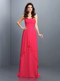 A-Line/Princess Sweetheart Pleats Sleeveless Long Chiffon Bridesmaid Dresses TPP0005681