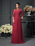 A-Line/Princess Scoop Applique 1/2 Sleeves Long Chiffon Mother of the Bride Dresses TPP0007355