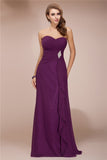 Sheath/Column Sweetheart Sleeveless Long Beading Ruffles Chiffon Bridesmaid Dresses TPP0005224