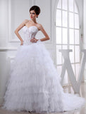 Ball Gown Beading Sweetheart Sleeveless Applique Organza Wedding Dresses TPP0006894