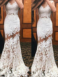 Trumpet/Mermaid Scoop Sleeveless Sweep/Brush Train Lace Dresses TPP0001967