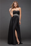 Sheath/Column Sweetheart Sleeveless Beading Long Charmeuse Bridesmaid Dresses TPP0005547