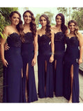 A-Line/Princess Sweetheart Sleeveless Floor-Length Lace Spandex Bridesmaid Dresses TPP0005204