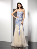 Trumpet/Mermaid Sweetheart Applique Sleeveless Long Tulle Dresses TPP0003713