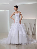 Trumpet/Mermaid Beading Sweetheart Long Organza Wedding Dresses TPP0007001