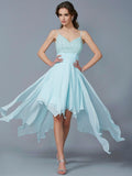 A-Line/Princess Spaghetti Straps Sleeveless Beading High Low Chiffon Homecoming Dresses TPP0008123