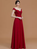 A-Line/Princess V-neck Sleeveless Floor-Length Lace Chiffon Bridesmaid Dresses TPP0005569