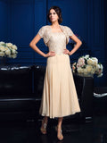 A-Line/Princess Square Applique Sleeveless Short Chiffon Mother of the Bride Dresses TPP0007279