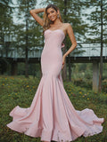 Trumpet/Mermaid Stretch Crepe Bowknot Sweetheart Sleeveless Sweep/Brush Train Bridesmaid Dresses TPP0005010