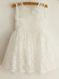 A-Line/Princess Sleeveless Straps Tulle Lace Knee-Length Flower Girl Dresses TPP0007906