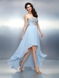 A-Line/Princess Sweetheart Ruffles Sleeveless High Low Chiffon Cocktail Dresses TPP0008248