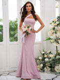 Sheath/Column Stretch Crepe Ruffles One-Shoulder Sleeveless Floor-Length Bridesmaid Dresses TPP0004901