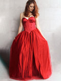 Ball Gown Sleeveless Tulle With Ruffles Sweetheart Floor-Length Dresses TPP0004698