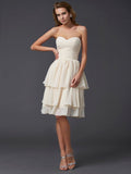 Sheath/Column Sweetheart Sleeveless Short Chiffon Bridesmaid Dresses TPP0005867