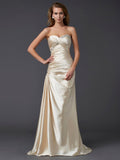 Sheath/Column Sweetheart Sleeveless Beading Long Elastic Woven Satin Dresses TPP0003410