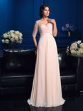 A-Line/Princess V-neck Beading 1/2 Sleeves Long Chiffon Mother of the Bride Dresses TPP0007115