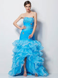 Trumpet/Mermaid Sweetheart Sleeveless Beading High Low Tulle Dresses TPP0003835