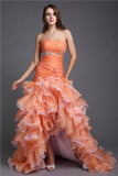 Ball Gown Strapless Beading Sleeveless High Low Organza Cocktail Dresses TPP0004035