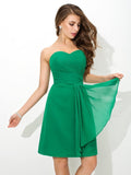 Sheath/Column Sweetheart Pleats Sleeveless Short Chiffon Bridesmaid Dresses TPP0005639