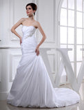 Beading Trumpet/Mermaid Long Taffeta Wedding Dresses TPP0006953