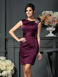 Sheath/Column Scoop Beading Sleeveless Short Satin Mother of the Bride Dresses TPP0007238