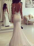 Trumpet/Mermaid Long Sleeves Scoop Court Train Chiffon Wedding Dresses TPP0006250