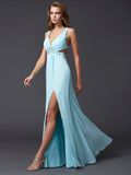 Sheath/Column V-neck Sleeveless Beading Long Chiffon Dresses TPP0002781