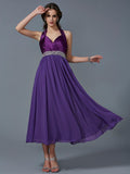 A-Line/Princess Halter Sleeveless Beading Long Chiffon Bridesmaid Dresses TPP0005178