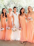 A-Line/Princess Sweetheart Sleeveless Floor-Length Ruched Chiffon Bridesmaid Dresses TPP0005386