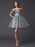 A-Line/Princess Spaghetti Straps Sleeveless Short Organza Homecoming Dresses TPP0008343